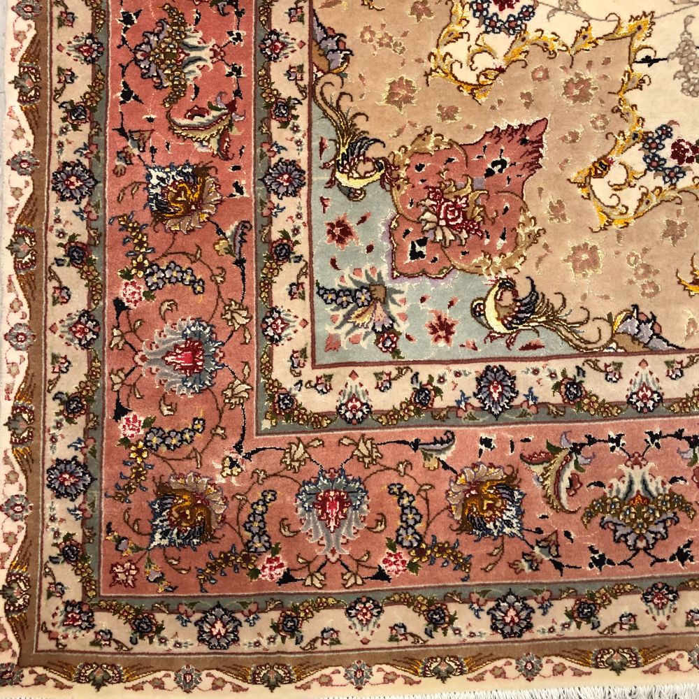 Persian Rug - Tabriz Wool and Silk 6'9"x 9'10" - Vintage Rug