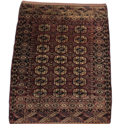 Afghan Rugs - Turkmen 3'9"x 4'9" - Antique Rugs 