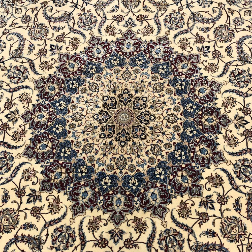 Persian Rugs - Nain 12'7" x 11' - Wool and Silk - Vintage Rugs - Oriental Rug Exchange - Medallion