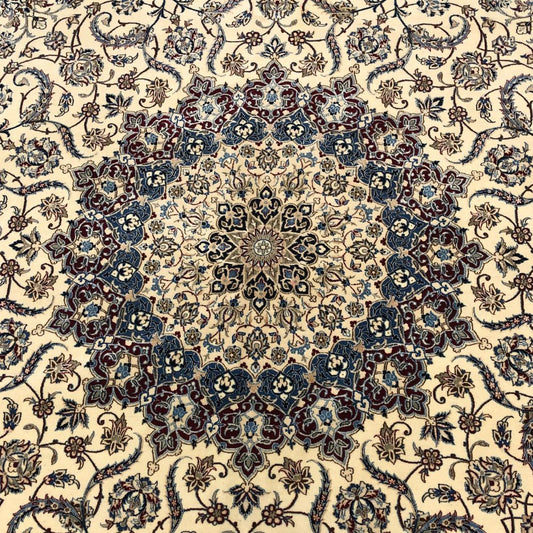 Persian Rugs - Nain 12'7" x 11' - Wool and Silk - Vintage Rugs - Oriental Rug Exchange - Medallion