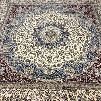 Persian Rug - Nain 12'7" x 11' - Wool and Silk - Vintage Rugs - Oriental Rug Exchange