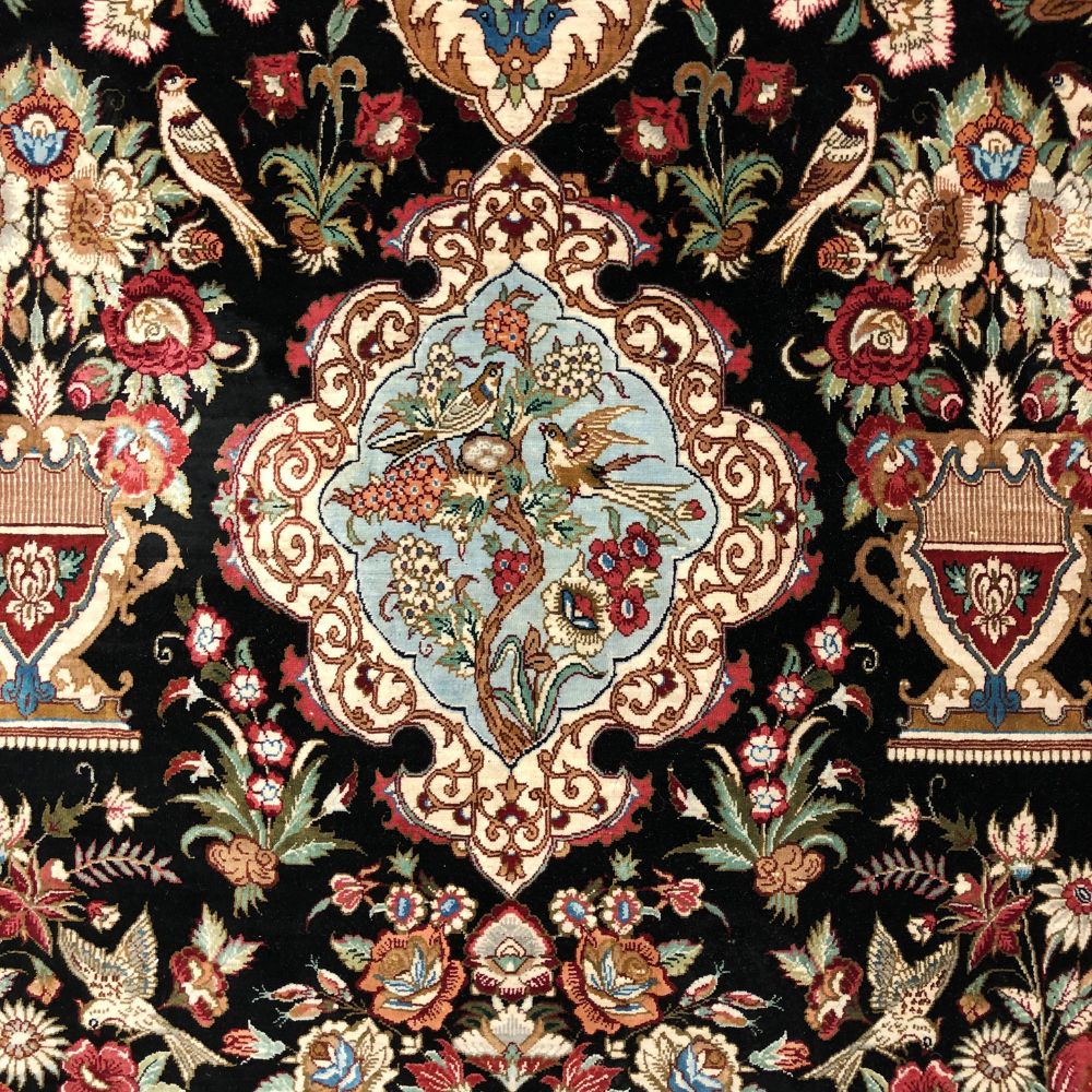 Persian Rugs - Qum Pure Silk 4'3' x 6'8" - Vintage Rugs - Handmade Rugs - Persian Silk Rug from Qum -Iranian Persian Rugs - Oriental Rug Exchange