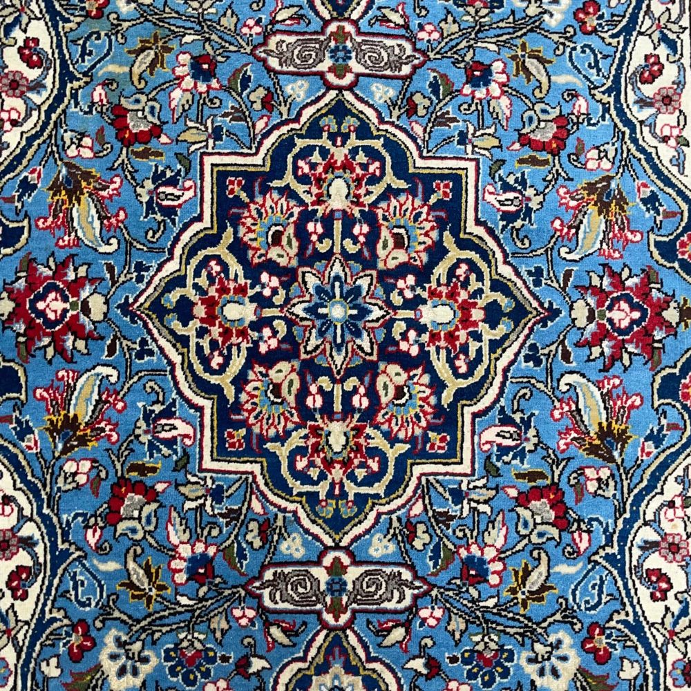 Persian Rugs - Qum Wool & Silk 4’6 x 6’7" - Field -  Vintage Rugs - Oriental Rug Exchange